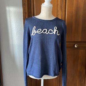 Light weight Beach long sleeve sweater. Dark Grey-Blue.